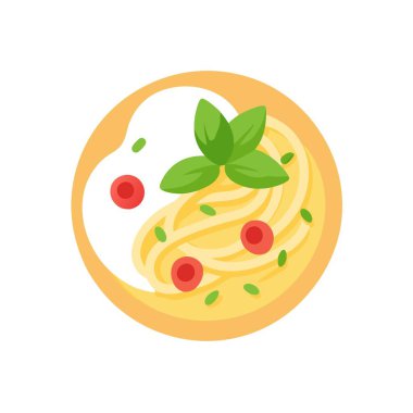 Carbonara, makarna, pastırma, parmesan, krema, krema, erişte, erişte, İtalya, yemek, et, fırlatma, akşam yemeği, yapay zeka. Vektör simgesi