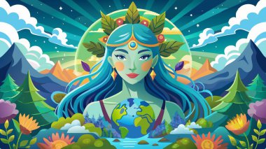 Concept image depicting Gaia or Mother Nature. .. AI generated. Vector icon clipart