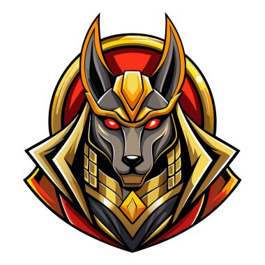 Esport vektör logosu, anubis simgesi, anubis başı, vektör, çıkartma, kedi. Yapay zeka üretildi. Vektör simgesi