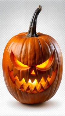 Cadılar Bayramı korkunç balkabağı Jack O 'Lantern şeffaf arka planda izole edilmiş, Cadılar Bayramı balkabağı kafalı Jack Lantern korkunç şeytani suratlı korkunç tatil. Yapay zeka fotoğraf üretti. 4 bin. HD Resim Arkaplanı