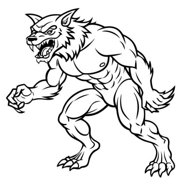 A savage werewolf attacks. Great for fantasy. DnD. RPG. TTRPG. horror . AI generated. Vector icon clipart