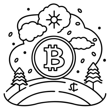 Crytpo Winter is coming for bitcoin #01. . AI generated. Vector icon clipart