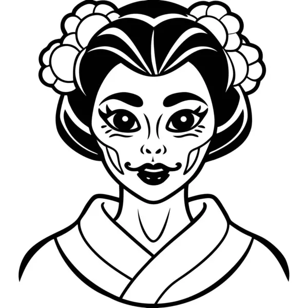 stock vector Day of the Dead Geisha. . non-existent person.. AI generated. Vector icon