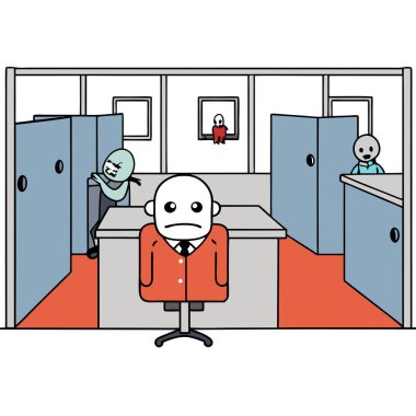 Deadpan Cubicles. The Haunting of the Workplace. . AI generated. Vector icon clipart