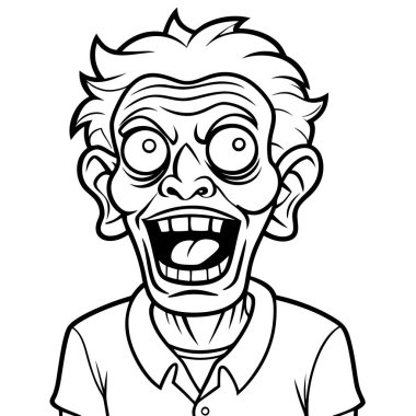 Funny expression of zombie who has just realized he is a zombie with . AI generated. Vector icon clipart