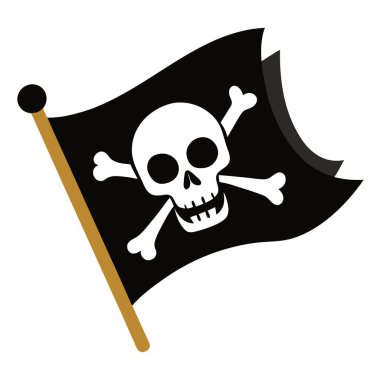 Şeffaf bir arkaplanda işaretlenmiş bir korsan bayrağı. Jolly Roger. - Evet. Yapay zeka üretildi. Vektör simgesi