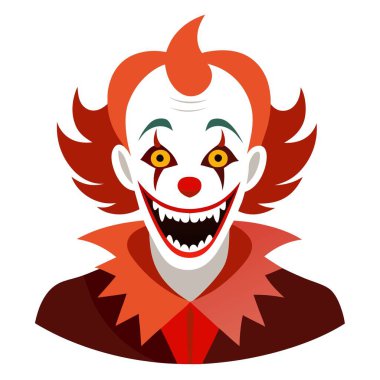 Creepy smiling scary clown for halloween. .. AI generated. Vector icon clipart