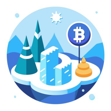 Crytpo Winter is coming for bitcoin #04. . AI generated. Vector icon clipart