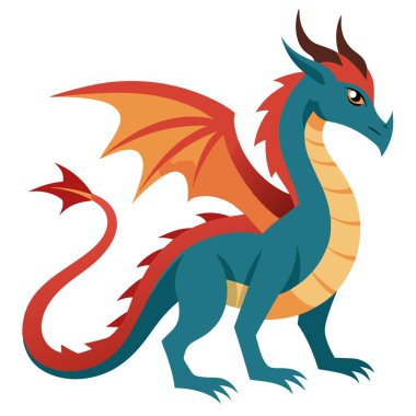 Dragon isolated on transparent or white background. AI generated. Vector icon clipart