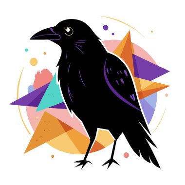 Draw paint watercolor oil sketch ink crow raven on canvas. Abstract . AI generated. Vector icon clipart