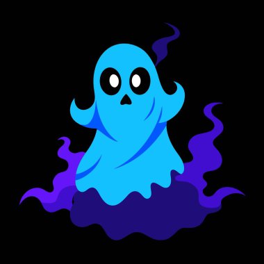 Flying ghost in white sheet 3D illustration . AI generated. Vector icon clipart