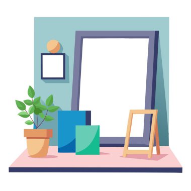 Frame mockup in home interior background. 3d render. AI generated. Vector icon clipart