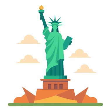 Horizontal liberty statue painting concept. . AI generated. Vector icon clipart