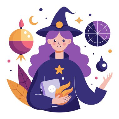 Illustration on the theme of witchcraft. magic and communication . AI generated. Vector icon clipart