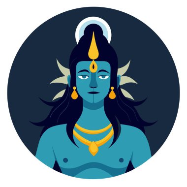 Lord Shiva Indian God of Hindu vector illustration on dark bac. AI generated. Vector icon clipart