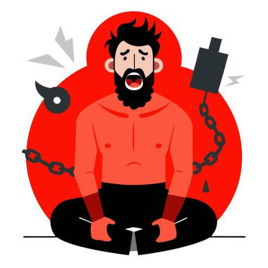 Man suffering hellish tortures. addiction. drug wit. AI generated. Vector icon clipart