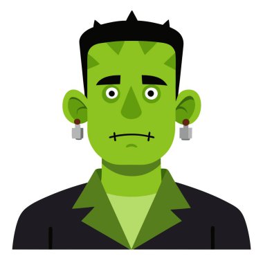 Monster illustration. Halloween character - Frankenstein. AI generated. Vector icon clipart