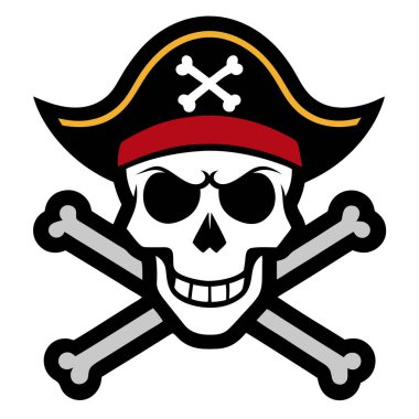 Pirates skull and crossbones logo isolated. AI generated. Vector icon clipart