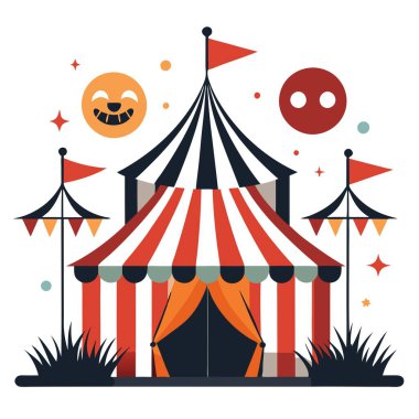 Vintage abandoned carnival with spooky look Halloween concept for . AI generated. Vector icon clipart