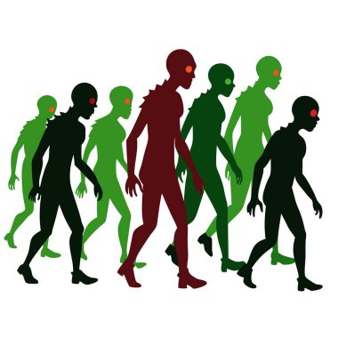 Zombie crowd walking on white background created by . AI generated. Vector icon clipart