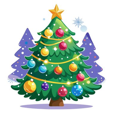 Christmas Tree With Baubles And Blurred Shiny Lights. ai. AI generated. Vector icon