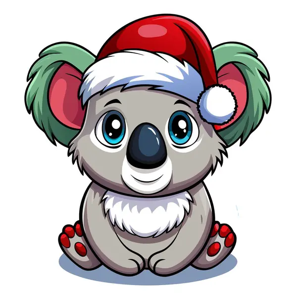 Koala şeffaf bir arkaplanda noel şapkası takıyor. Yapay zeka üretildi. Vektör simgesi