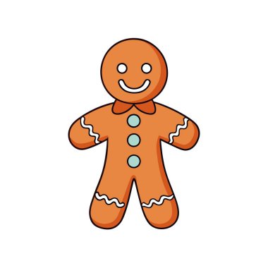 Gingerbread man isolated on transparent or white background. png. AI generated. Vector icon clipart