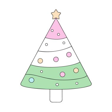 Rainbow christmas treee. Pastel colors card. Copy space. . AI generated. Vector icon clipart