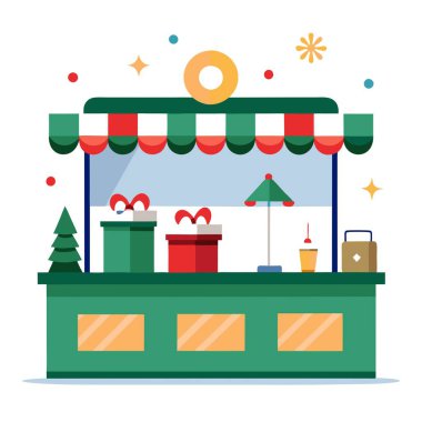 Modern store shop counter with festive christmas home decoration.. AI generated. Vector icon clipart