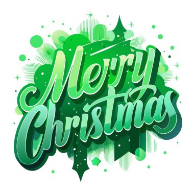 Faded Merry Christmas green text with soft light effect on white background. AI generated. Vector icon clipart