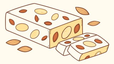 A nougat. typical dessert of the Christmas holidays in Spain. made with almonds.. AI generated. Vector icon clipart