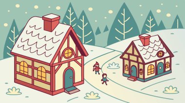 Christmas village fantasy festive christmas miniature background model.. AI generated. Vector icon clipart