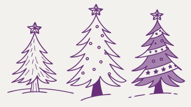 Simple purple christmas trees. digital illustration. created with . AI generated. Vector icon clipart