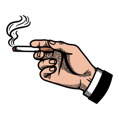 Çeşitli tasarım ve ürün ihtiyaçları için kullanılabilecek sigara içilen el çizimleri.