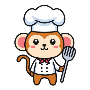 Hayvan şefi çizgi film karakteri çizimleri çeşitli tasarım ve ürün ihtiyaçları için kullanılabilir.