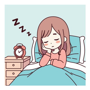 Uykulu genç kız çizimleri çeşitli tasarım ve ürün ihtiyaçları için kullanılabilir.