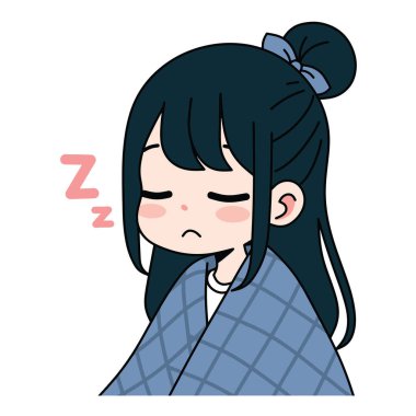 Uykulu genç kız çizimleri çeşitli tasarım ve ürün ihtiyaçları için kullanılabilir.