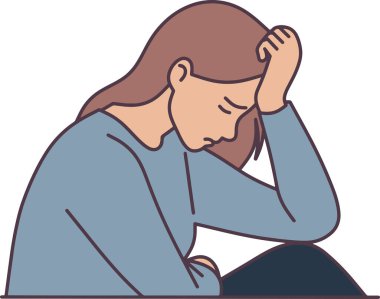 Çeşitli tasarım ve ürün ihtiyaçları için kullanılabilecek üzgün ve depresif insanlar çizimleri