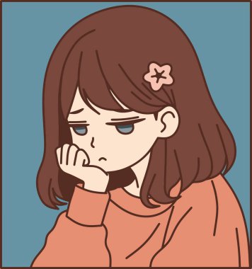 Çeşitli tasarım ve ürün ihtiyaçları için kullanılabilecek üzgün ve depresif insanlar çizimleri