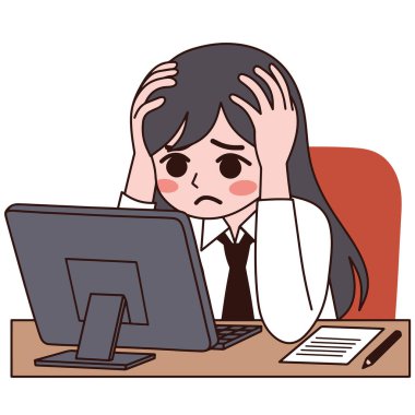 Çeşitli tasarım ve ürün ihtiyaçları için kullanılabilecek hayal kırıklığına uğramış kız çizgi film çizimleri