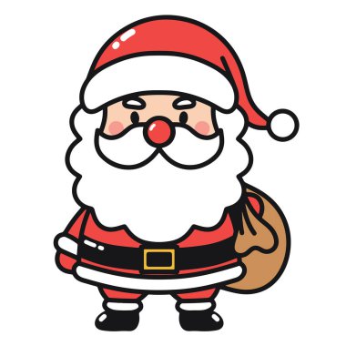 Çeşitli tasarım ve ürün ihtiyaçları için kullanılabilen şirin Noel Baba çizgi film çizimleri