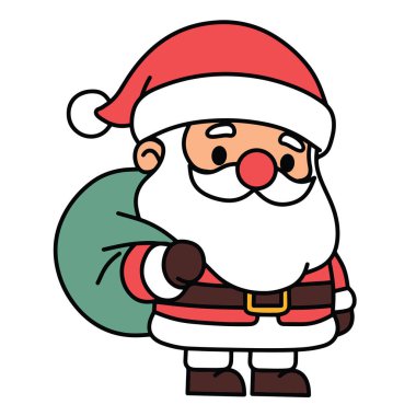 Çeşitli tasarım ve ürün ihtiyaçları için kullanılabilen şirin Noel Baba çizgi film çizimleri