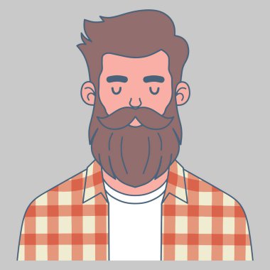 Çeşitli tasarım ve ürün ihtiyaçları için kullanılabilen sakallı adam çizimleri