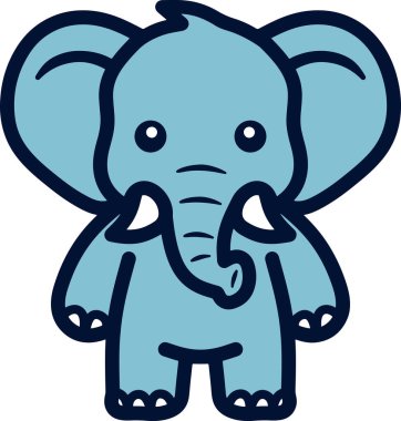 Çeşitli tasarım ve ürün ihtiyaçları için kullanılabilen fil maskotu çizimleri