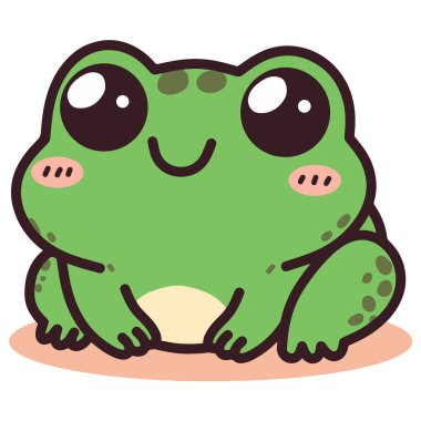 Şirin kurbağa çizgi filmi çeşitli tasarım ve ürün ihtiyaçları için kullanılabilen izole edilmiş çizimler.