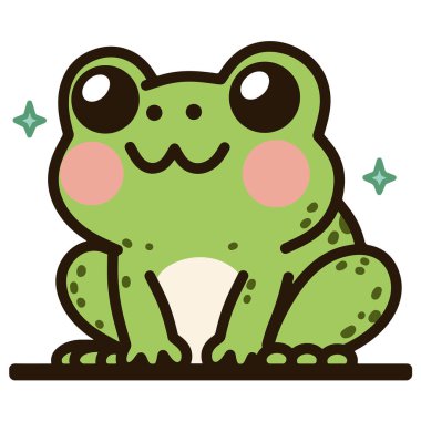 Şirin kurbağa çizgi filmi çeşitli tasarım ve ürün ihtiyaçları için kullanılabilen izole edilmiş çizimler.