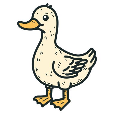 Şirin ördek çizgi filmi çeşitli tasarım ve ürün ihtiyaçları için kullanılabilen izole edilmiş çizimler