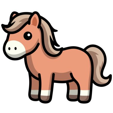 Çeşitli tasarım ve ürün ihtiyaçları için kullanılabilecek Şirin At Çizgi Filmi Maskotu Çizimi