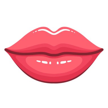 Çeşitli tasarım ve ürün ihtiyaçları için kullanılabilecek Parlak Kız Dudakları Öpücük İllüstrasyonu
