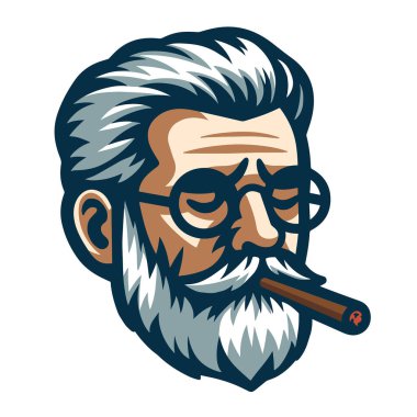 Yaşlı Adam Sigara İçen Kafa Tasarımı